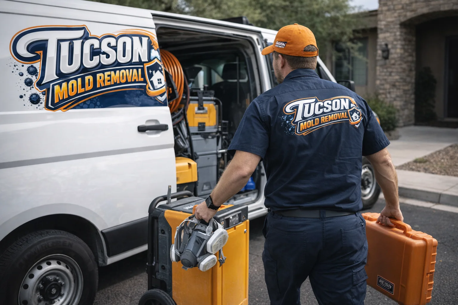 Tucson mold removal technician responding to an emergency water damage call