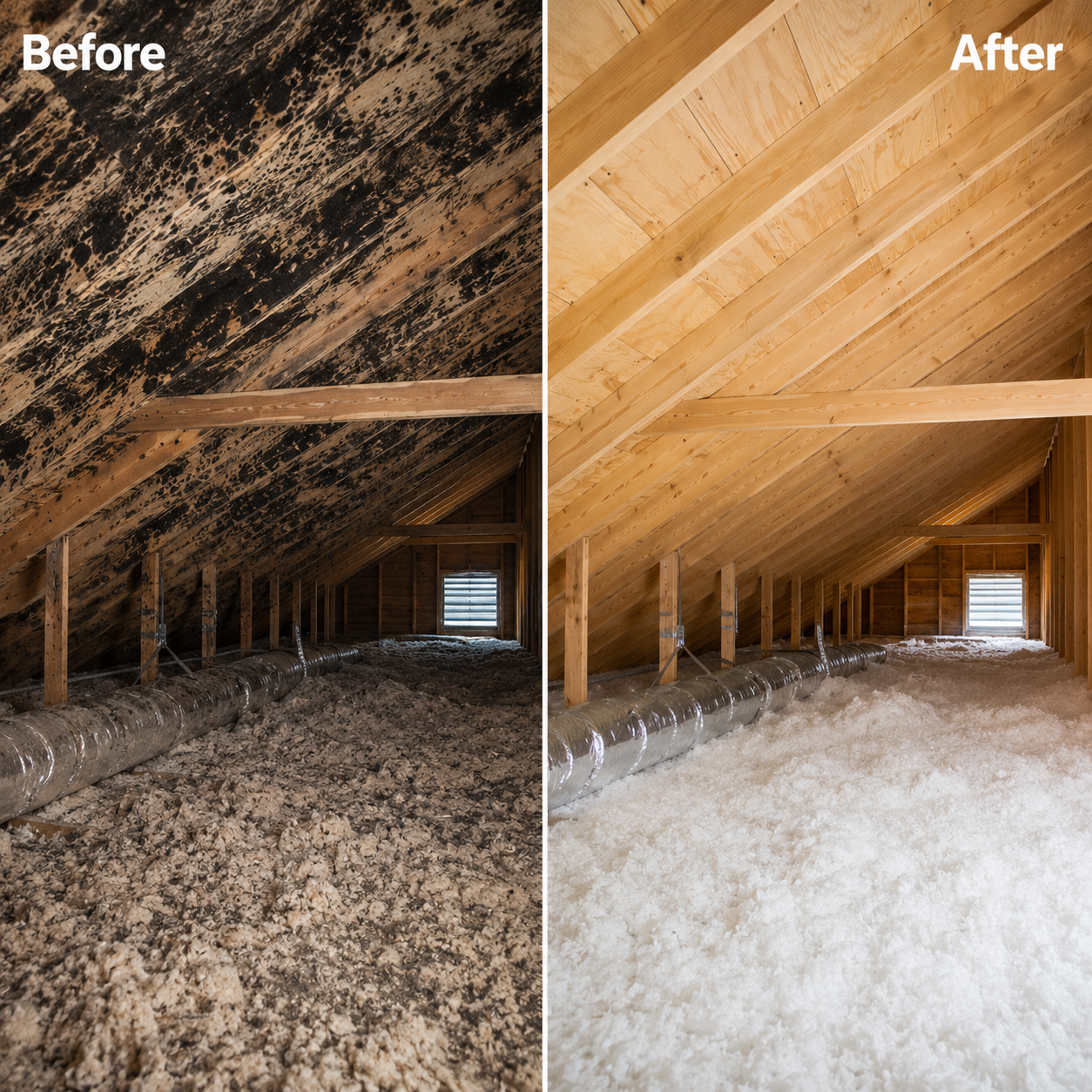 Before and after black mold removal in a Tucson home